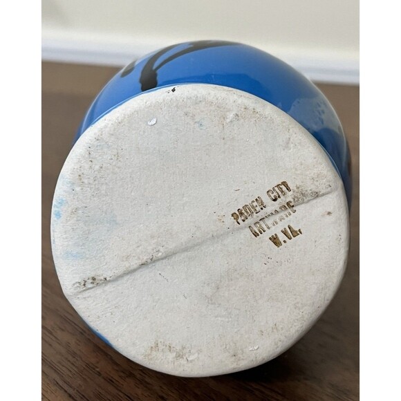 Paden City Artware Ceramic Pitcher Vase Modern Farmhouse Country Boho Blue - Picture 6 of 10